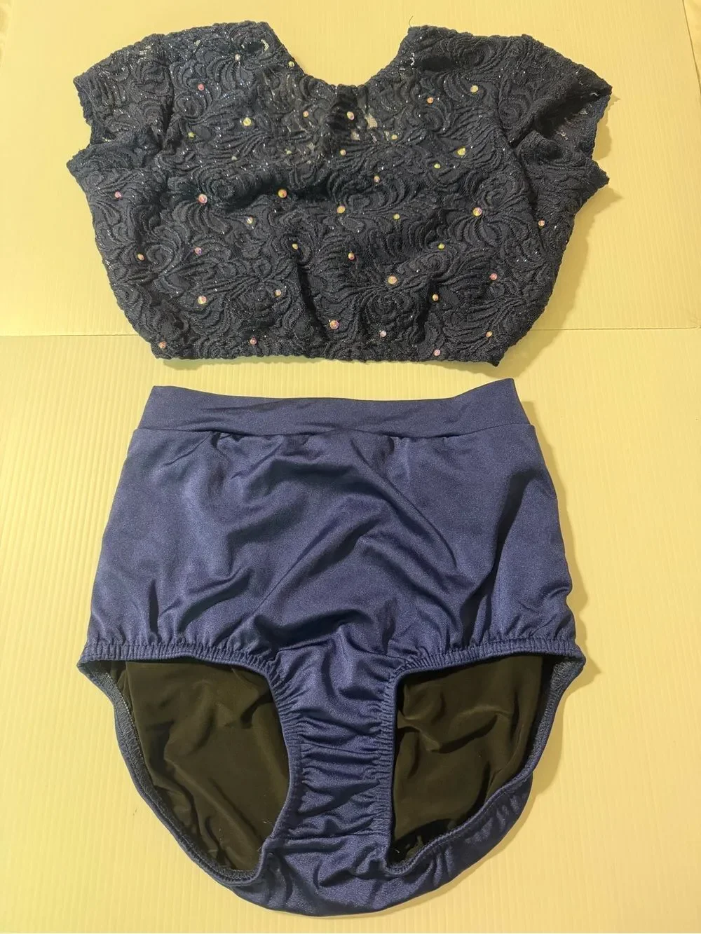 Kelle dance costume navy blue 2 piece CHERRY BLOSSOM 2916 MA-Medium adult